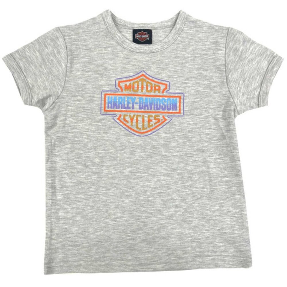 Harley-Davidson Little Boys' Ringer Logo Short Sleeve Toddler Tee Gray
